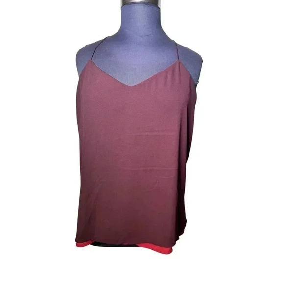 Express Barcelona Top Reversible Red Burgundy Camisole Sz‎ XL Y2K Flowy - Picture 2 of 6